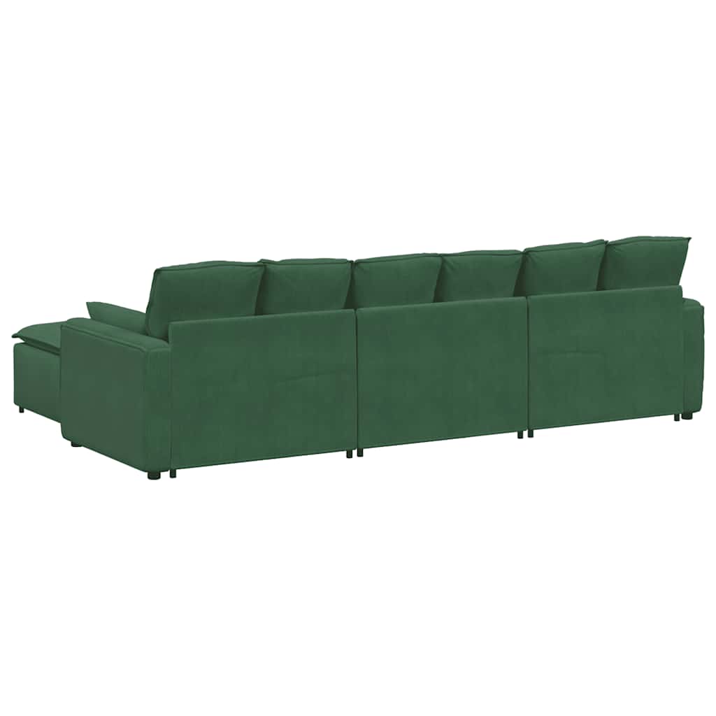Modulares Sofa mit Fußhocker und Kissen Dunkelgrün