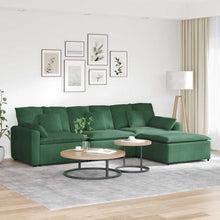 Modulares Sofa mit Fußhocker und Kissen Dunkelgrün