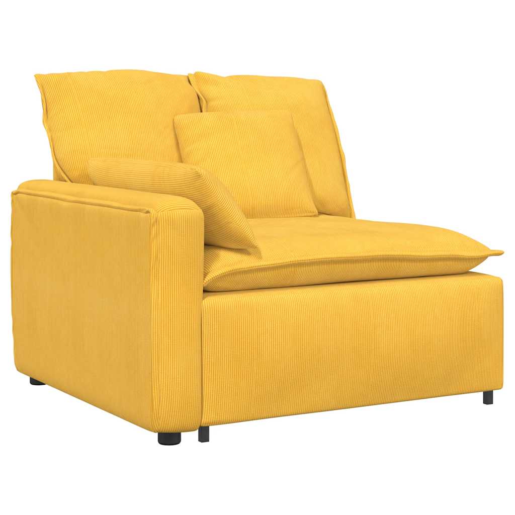 Modulares Sofa mit Fußhocker und Kissen Hellgelb