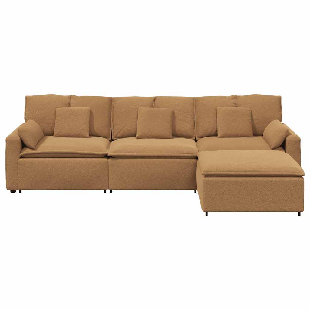 Modulares Sofa mit Fußhocker und Kissen Beige
