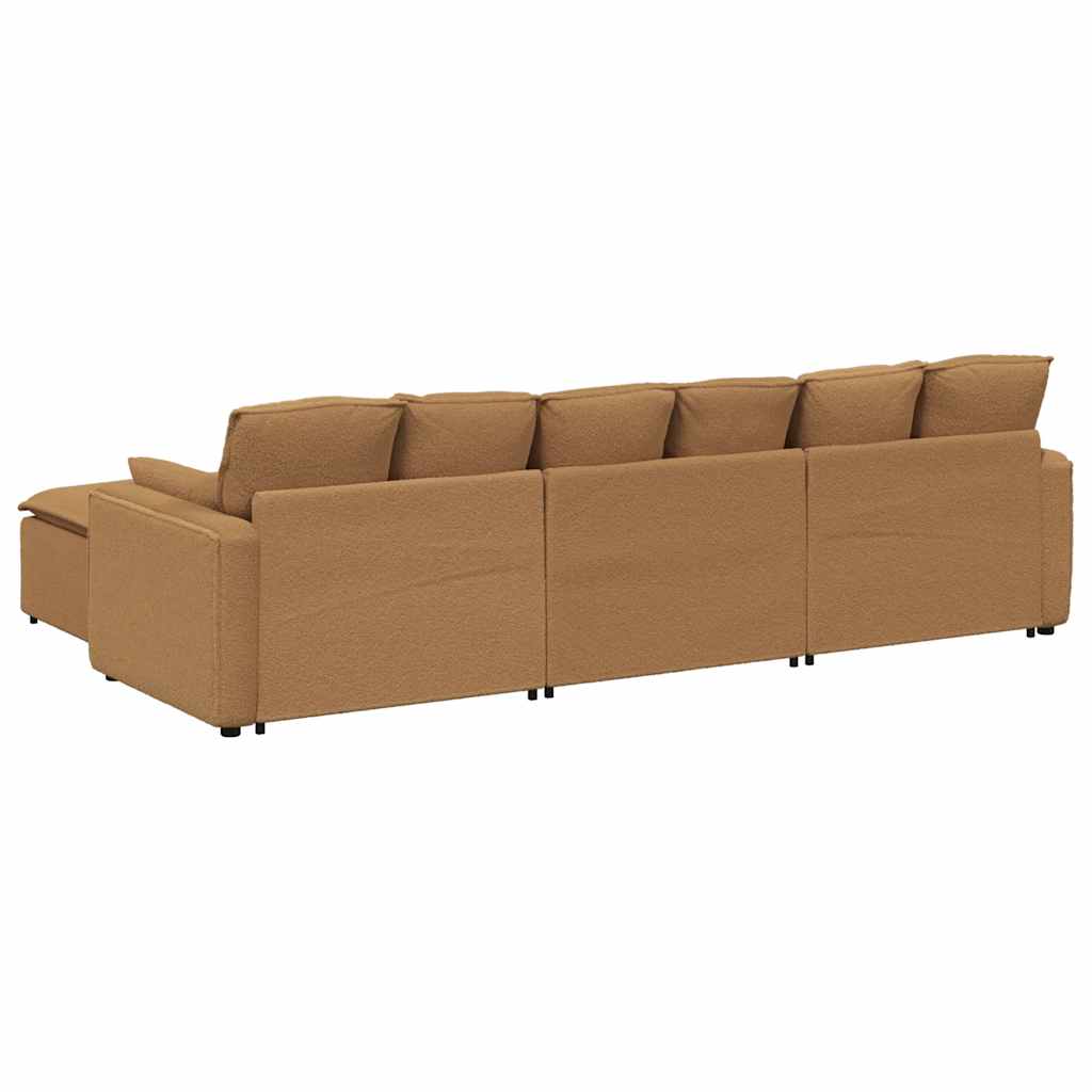 Modulares Sofa mit Fußhocker und Kissen Beige