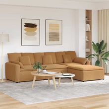 Modulares Sofa mit Fußhocker und Kissen Beige