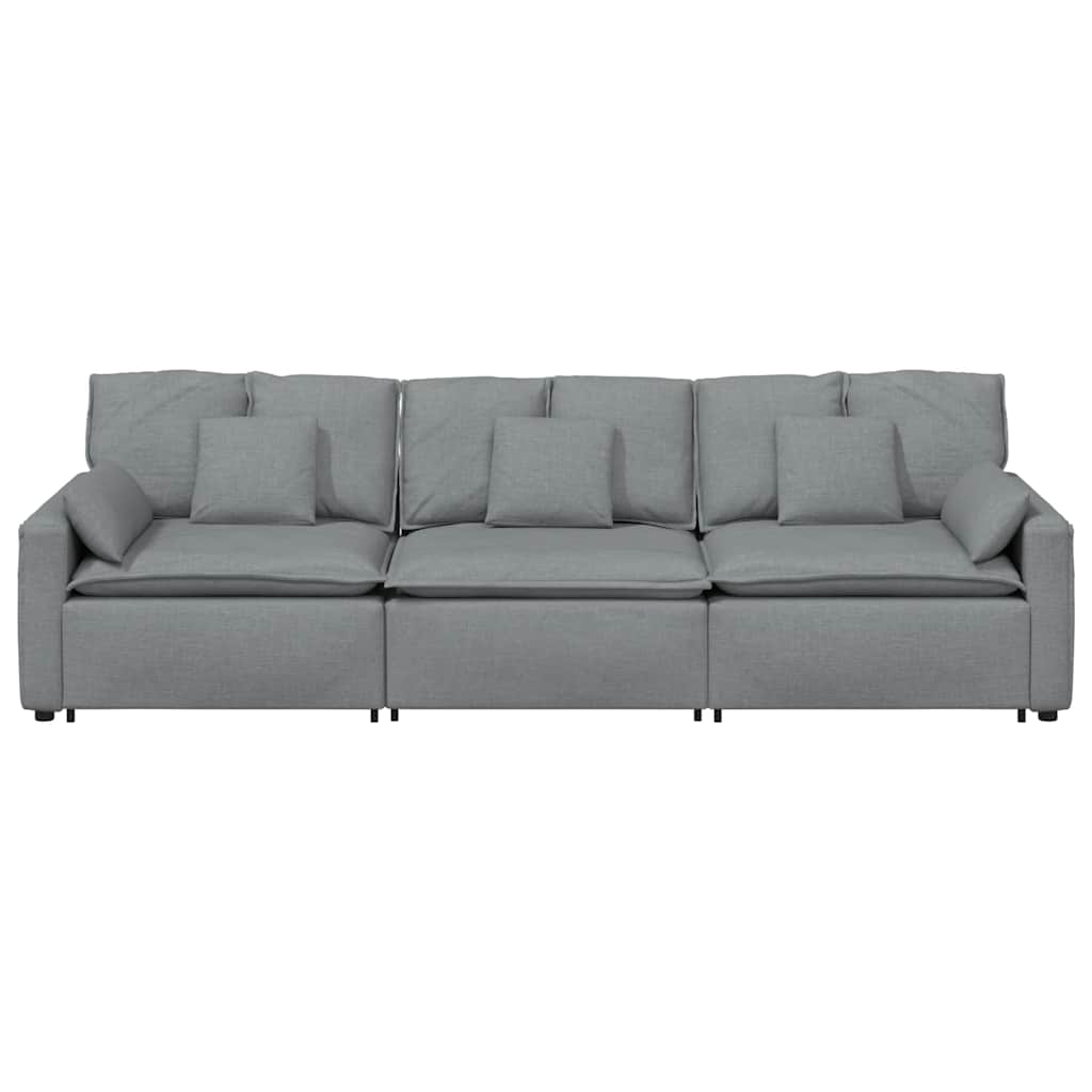 Modulares Sofa mit Kissen Hellgrau