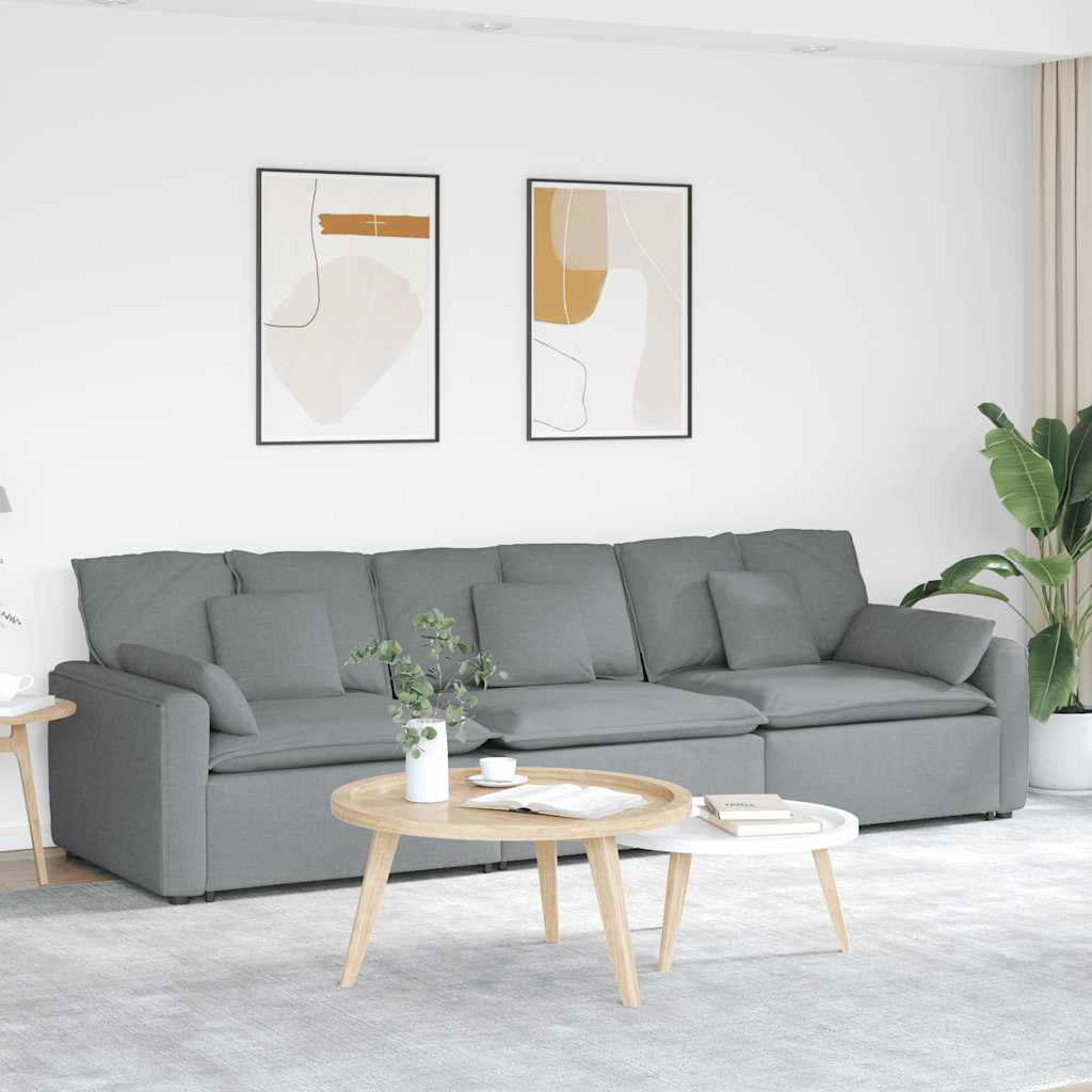 Modulares Sofa mit Kissen Hellgrau
