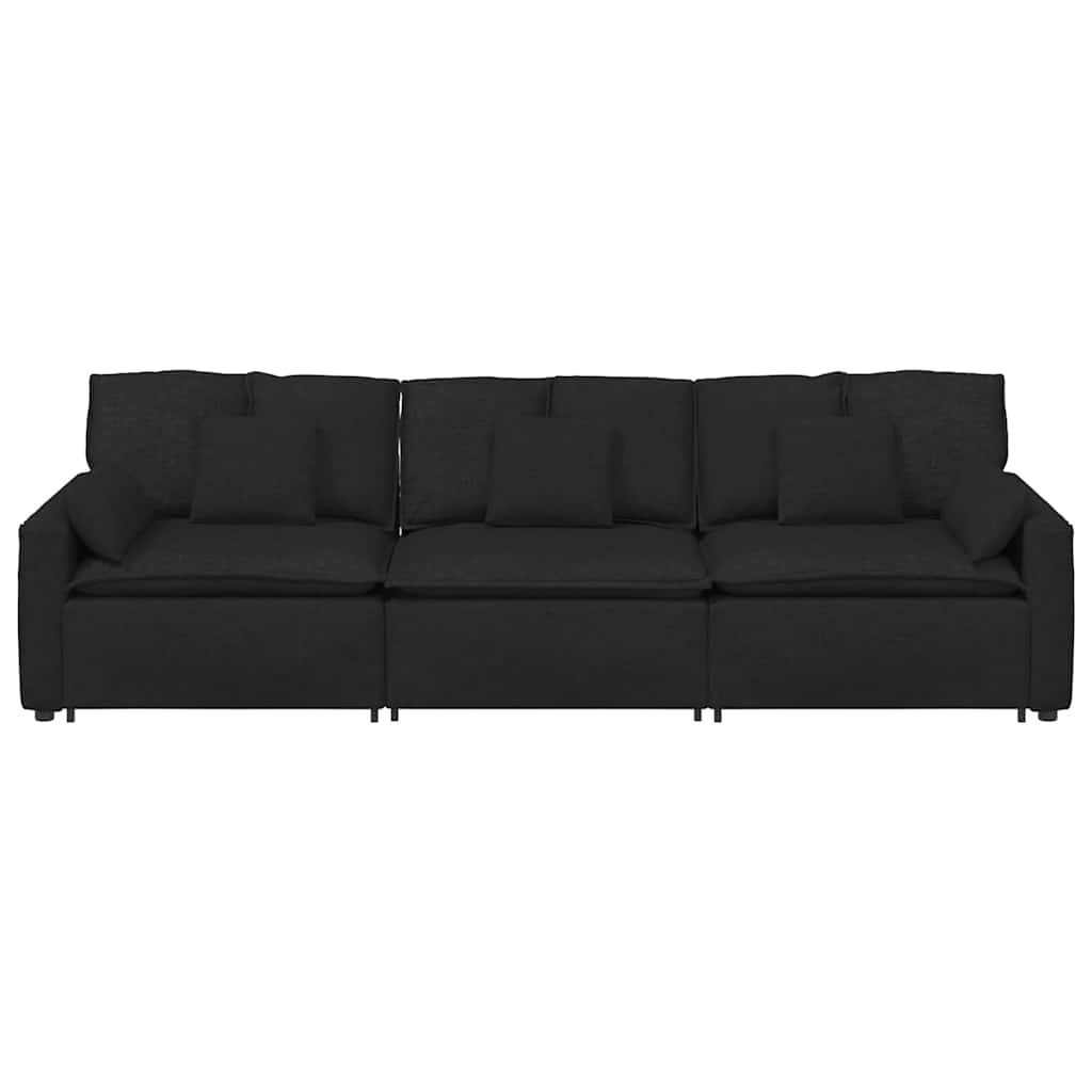 Modulares Sofa mit Kissen Schwarz