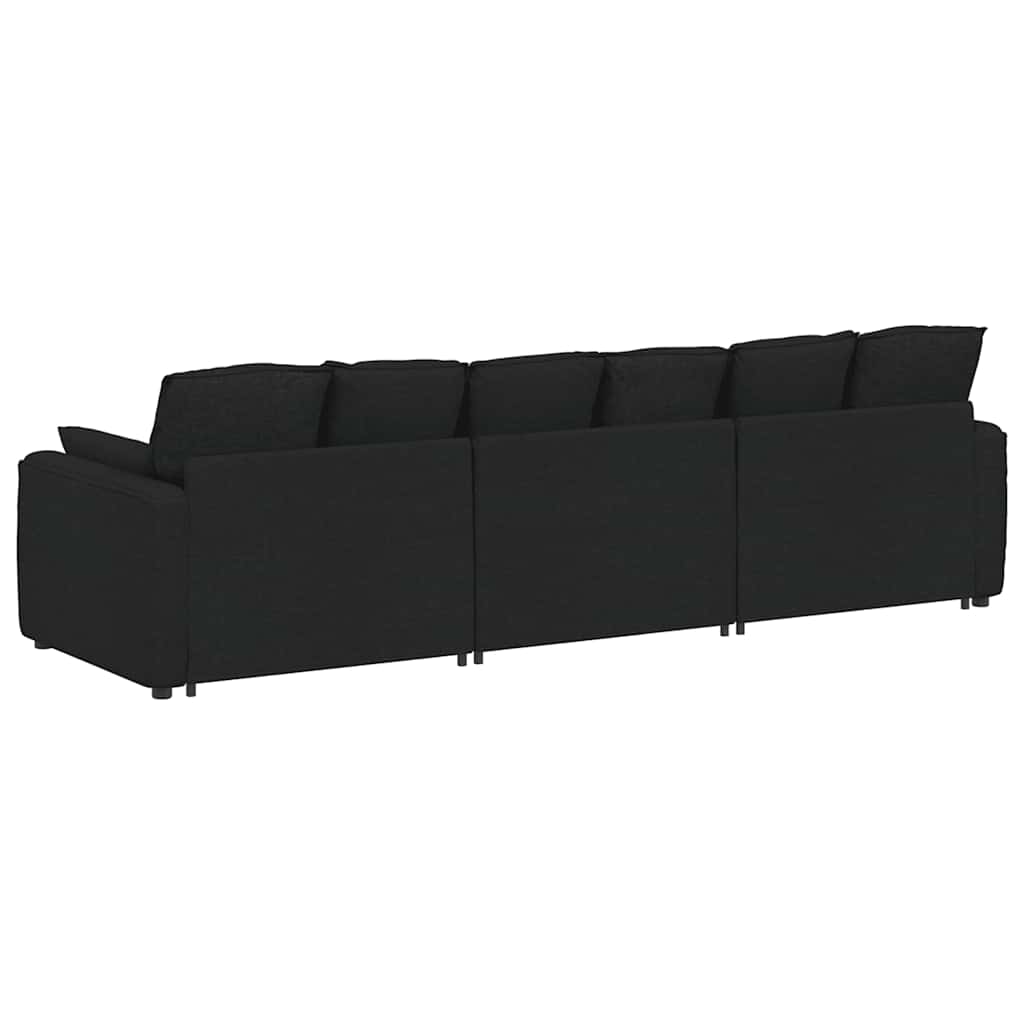 Modulares Sofa mit Kissen Schwarz