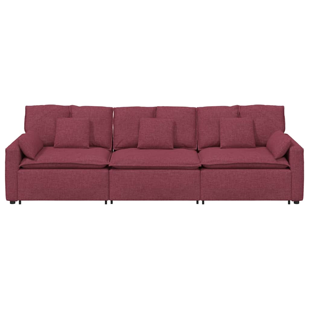 Modulares Sofa mit Kissen Weinrot