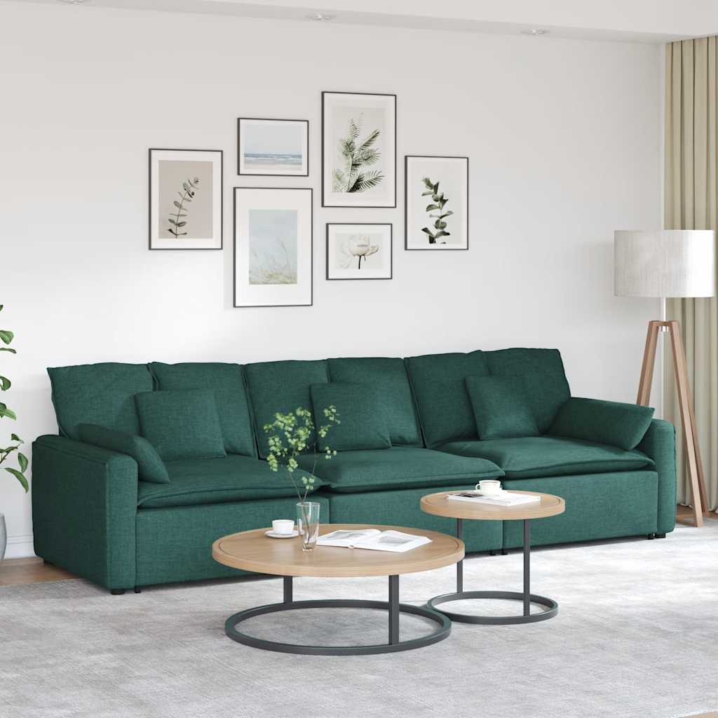 Modulares Sofa mit Kissen Dunkelgrün