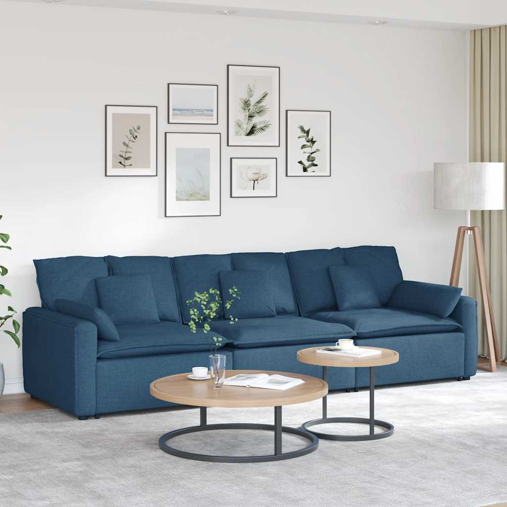 Modulares Sofa mit Kissen Blau