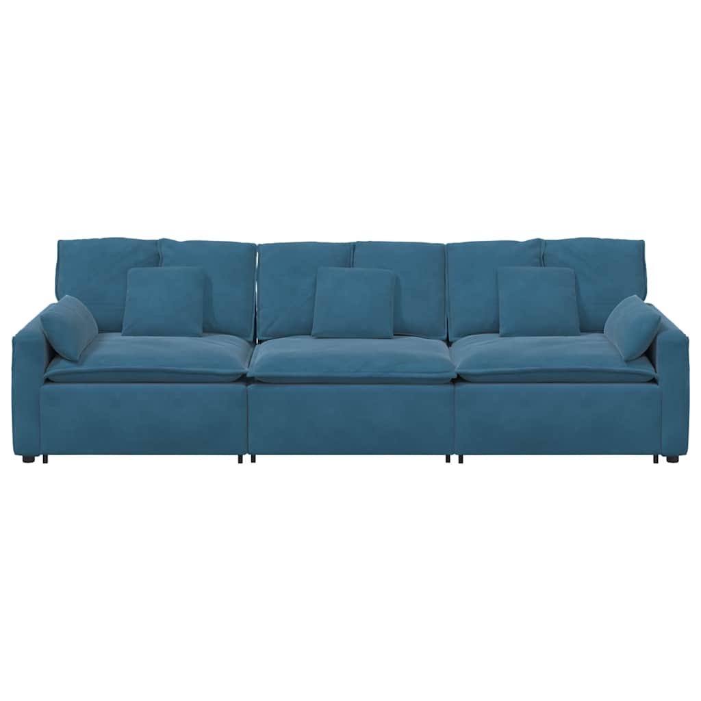 Modulares Sofa mit Kissen Blau