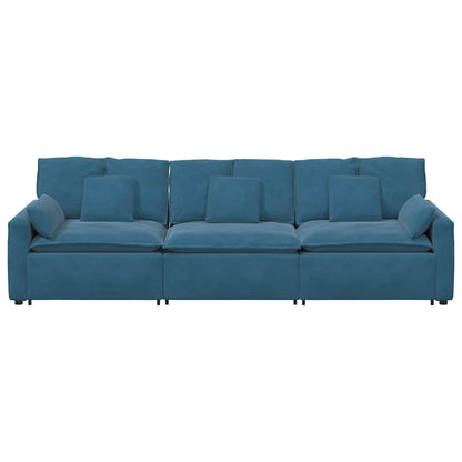 Modulares Sofa mit Kissen Blau
