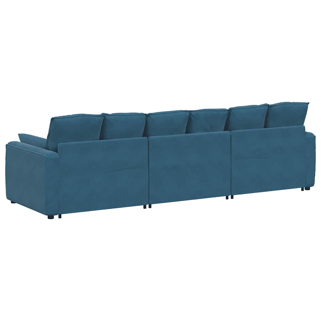 Modulares Sofa mit Kissen Blau