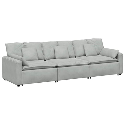 Modulares Sofa mit Kissen Hellgrau