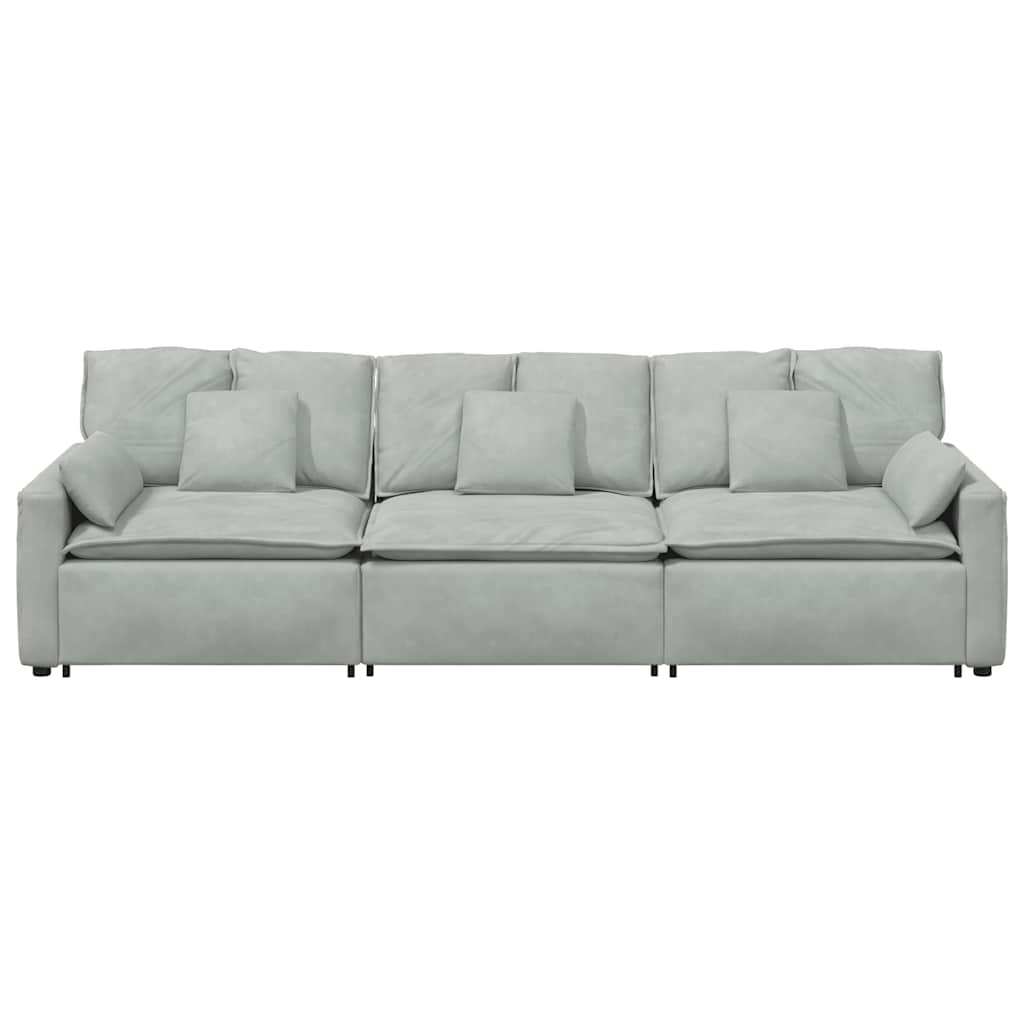 Modulares Sofa mit Kissen Hellgrau