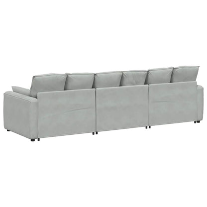 Modulares Sofa mit Kissen Hellgrau