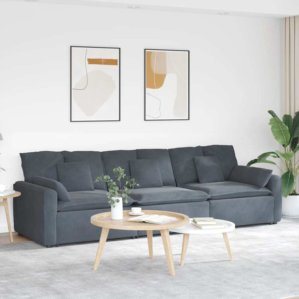 Modulares Sofa mit Kissen Dunkelgrau