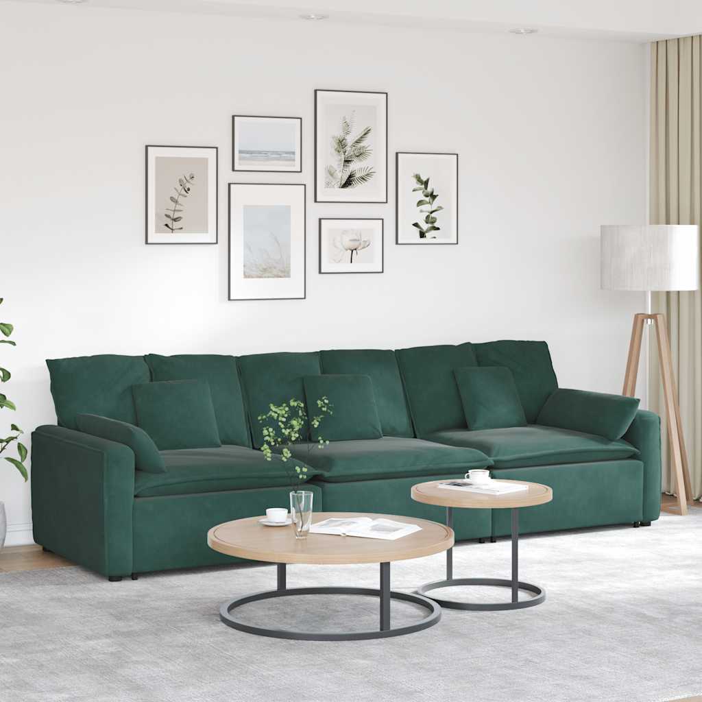 Modulares Sofa mit Kissen Dunkelgrün