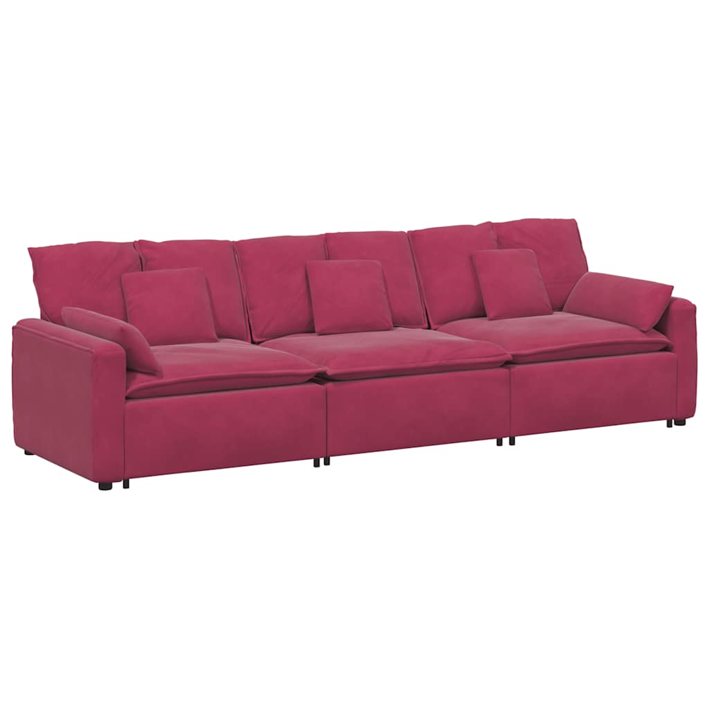 Modulares Sofa mit Kissen Weinrot