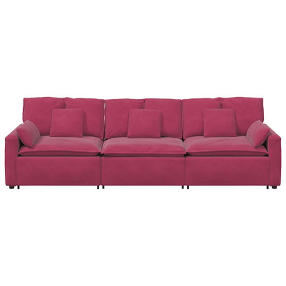 Modulares Sofa mit Kissen Weinrot