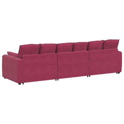Modulares Sofa mit Kissen Weinrot