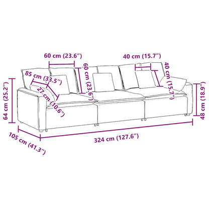Modulares Sofa mit Kissen Gelb
