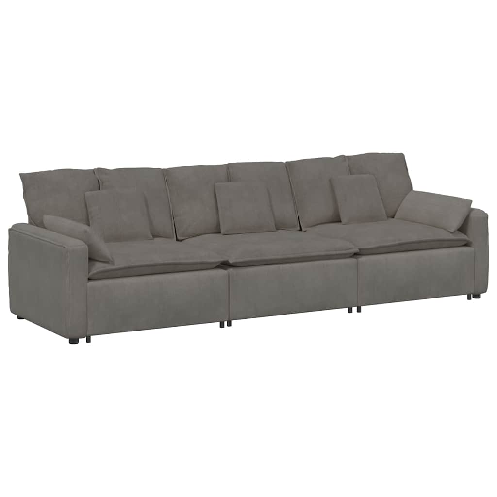 Modulares Sofa mit Kissen Hellgrau