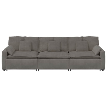 Modulares Sofa mit Kissen Hellgrau