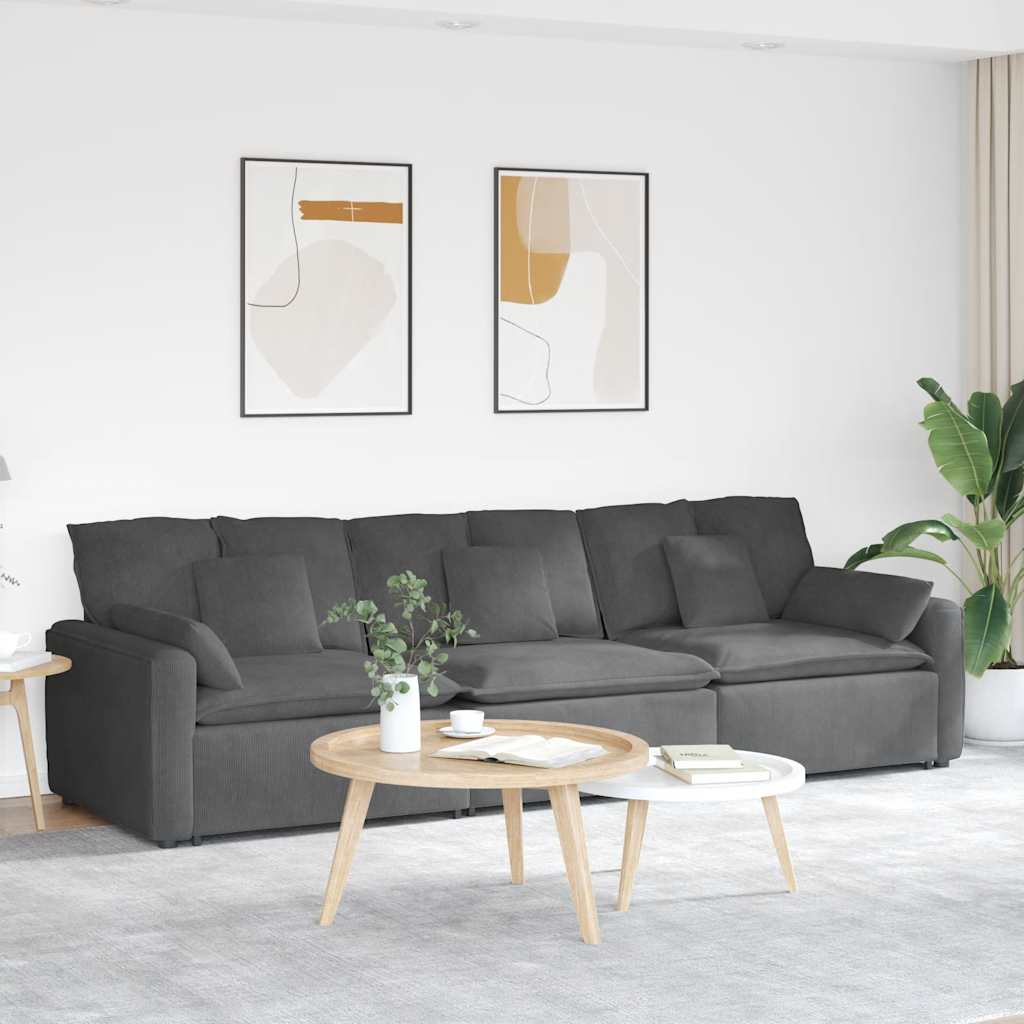 Modulares Sofa mit Kissen Dunkelgrau