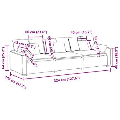 Modulares Sofa mit Kissen Cream