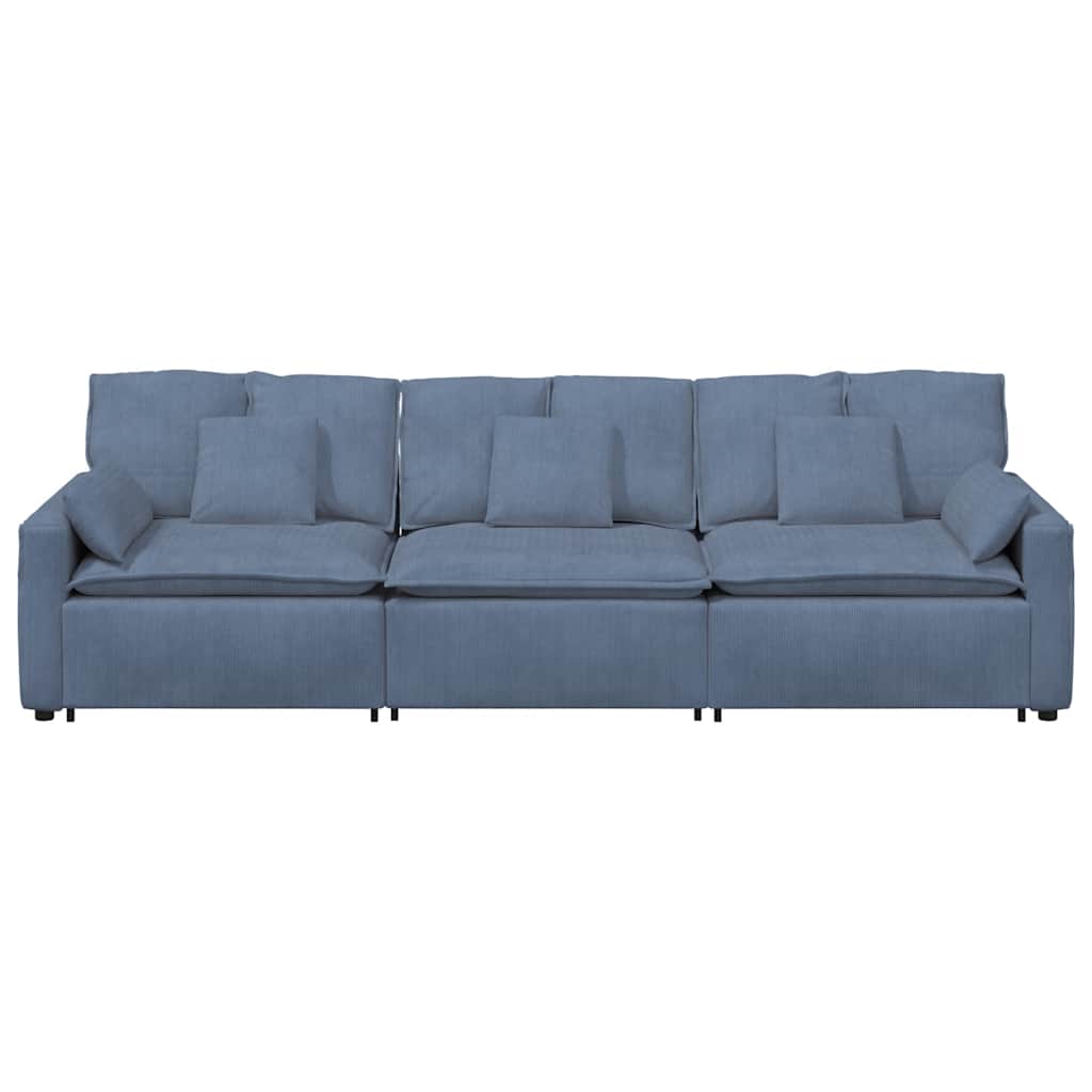 Modulares Sofa mit Kissen Blau