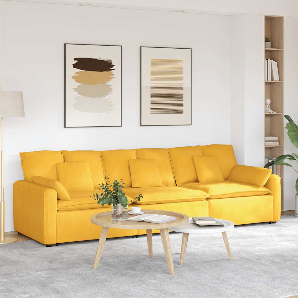 Modulares Sofa mit Kissen Hellgelb