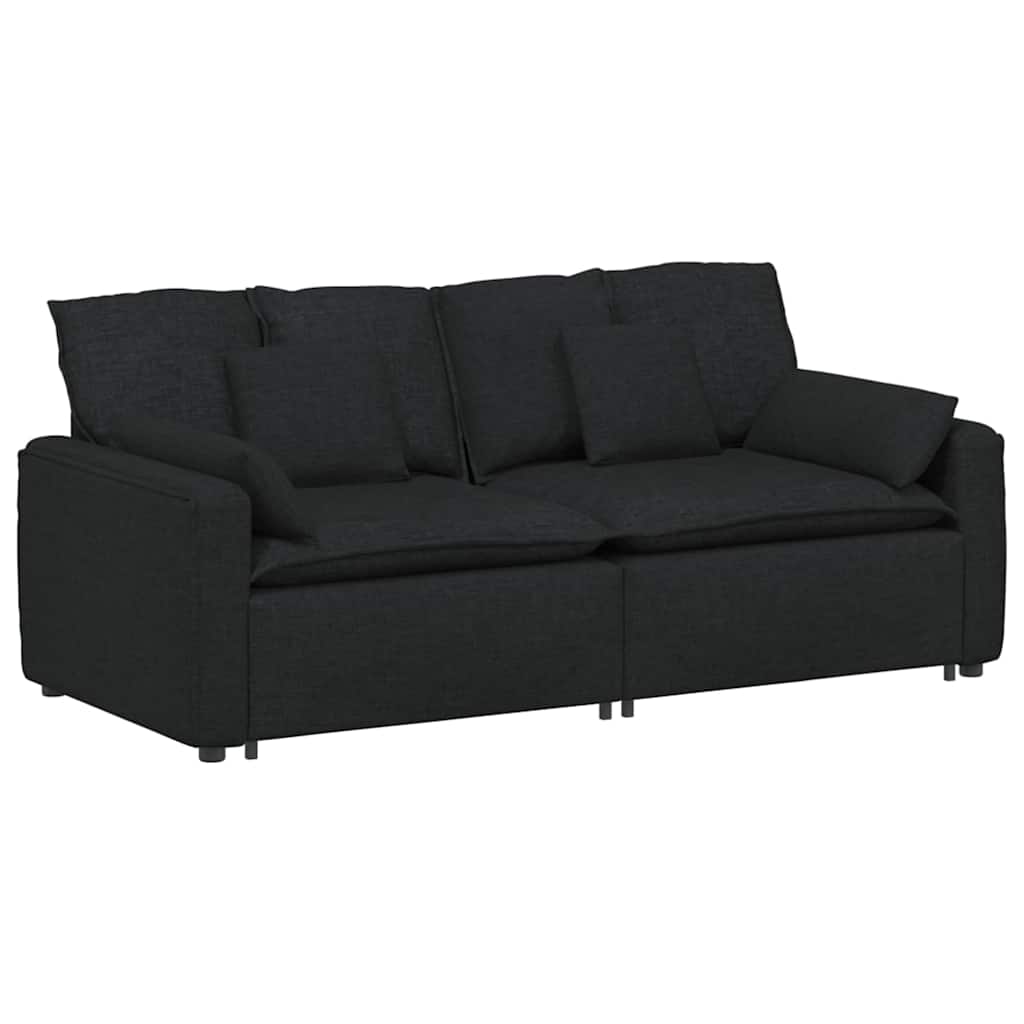 Modulares Sofa mit Kissen Schwarz