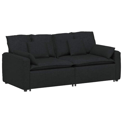Modulares Sofa mit Kissen Schwarz