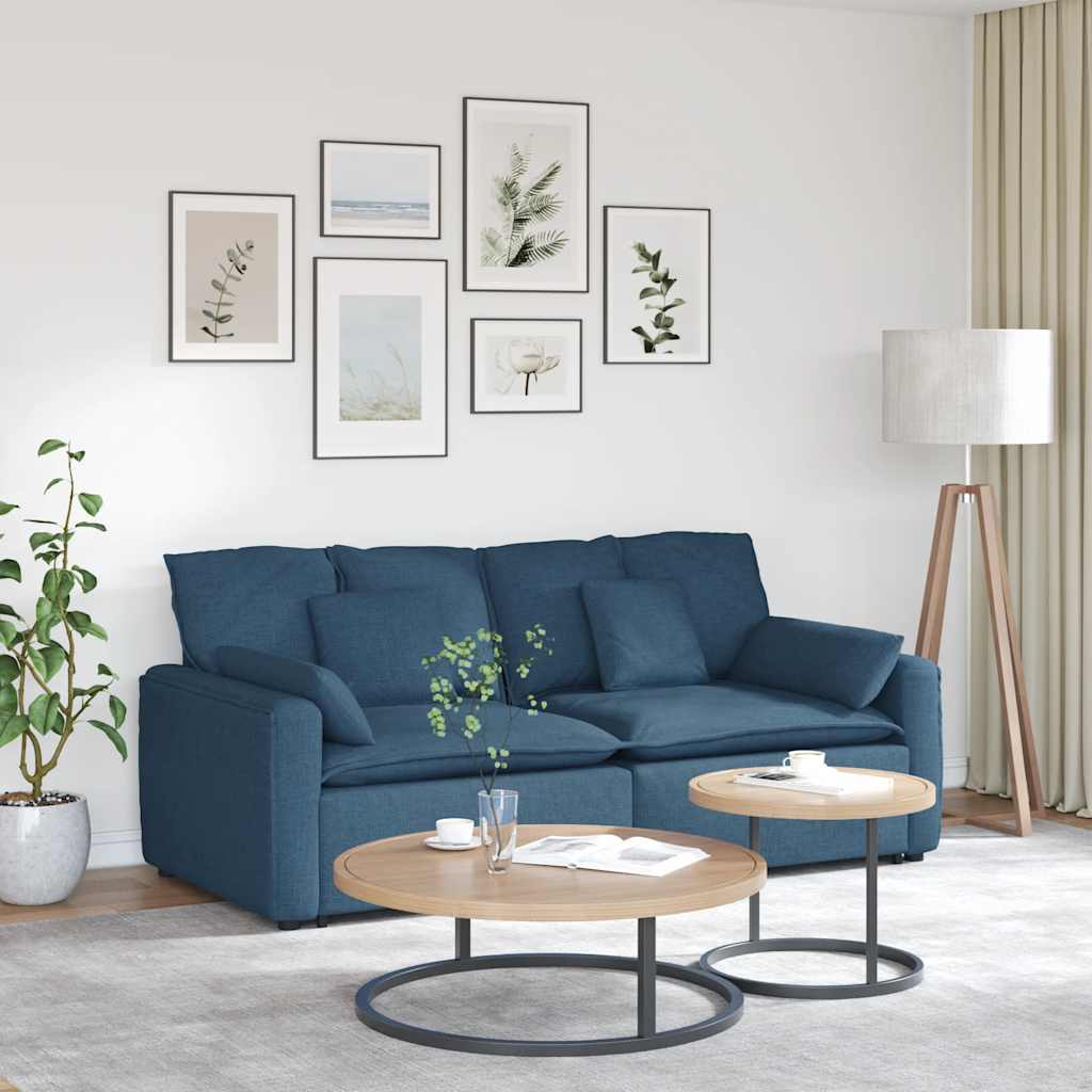 Modulares Sofa mit Kissen Blau