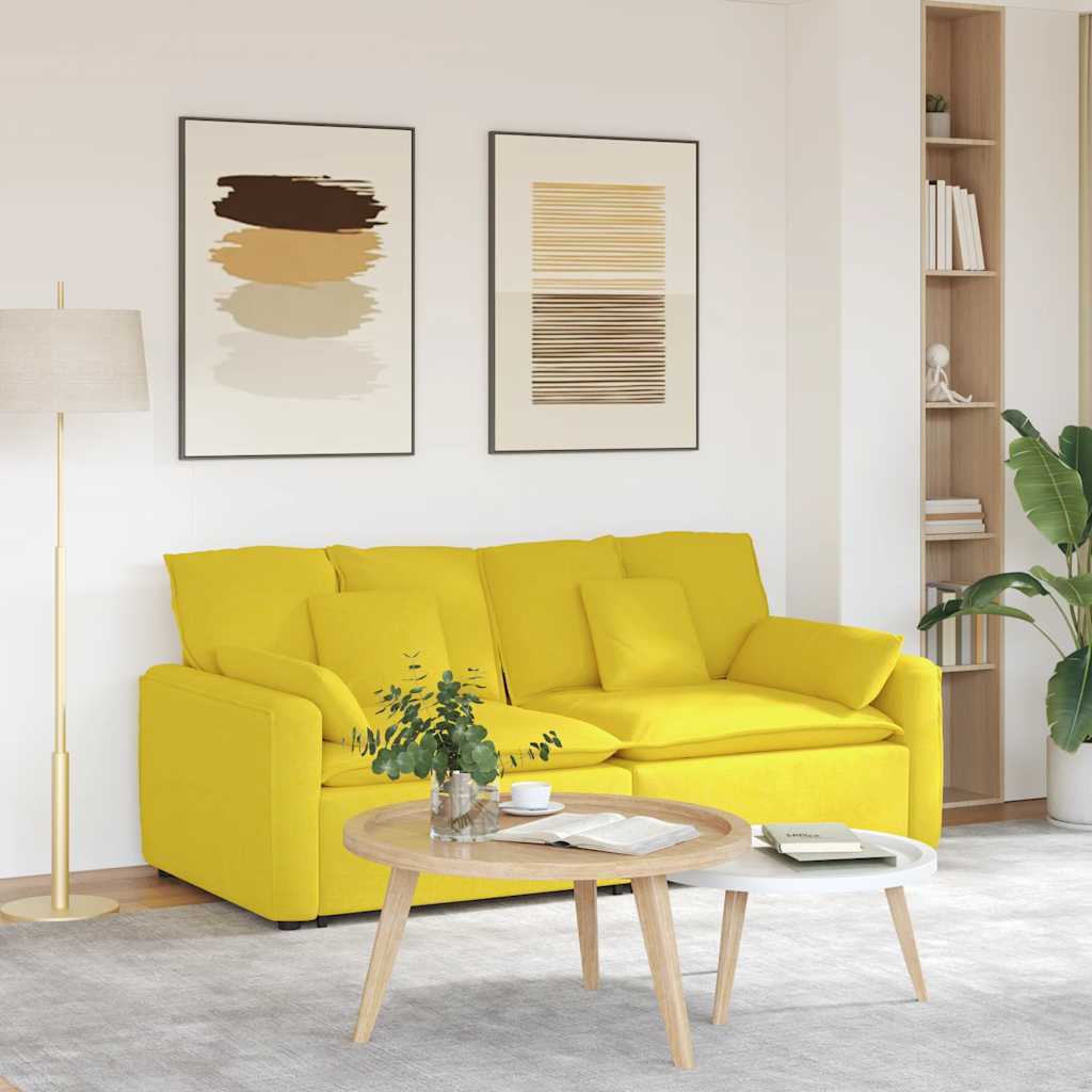 Modulares Sofa mit Kissen Hellgelb