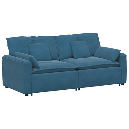 Modulares Sofa mit Kissen Blau