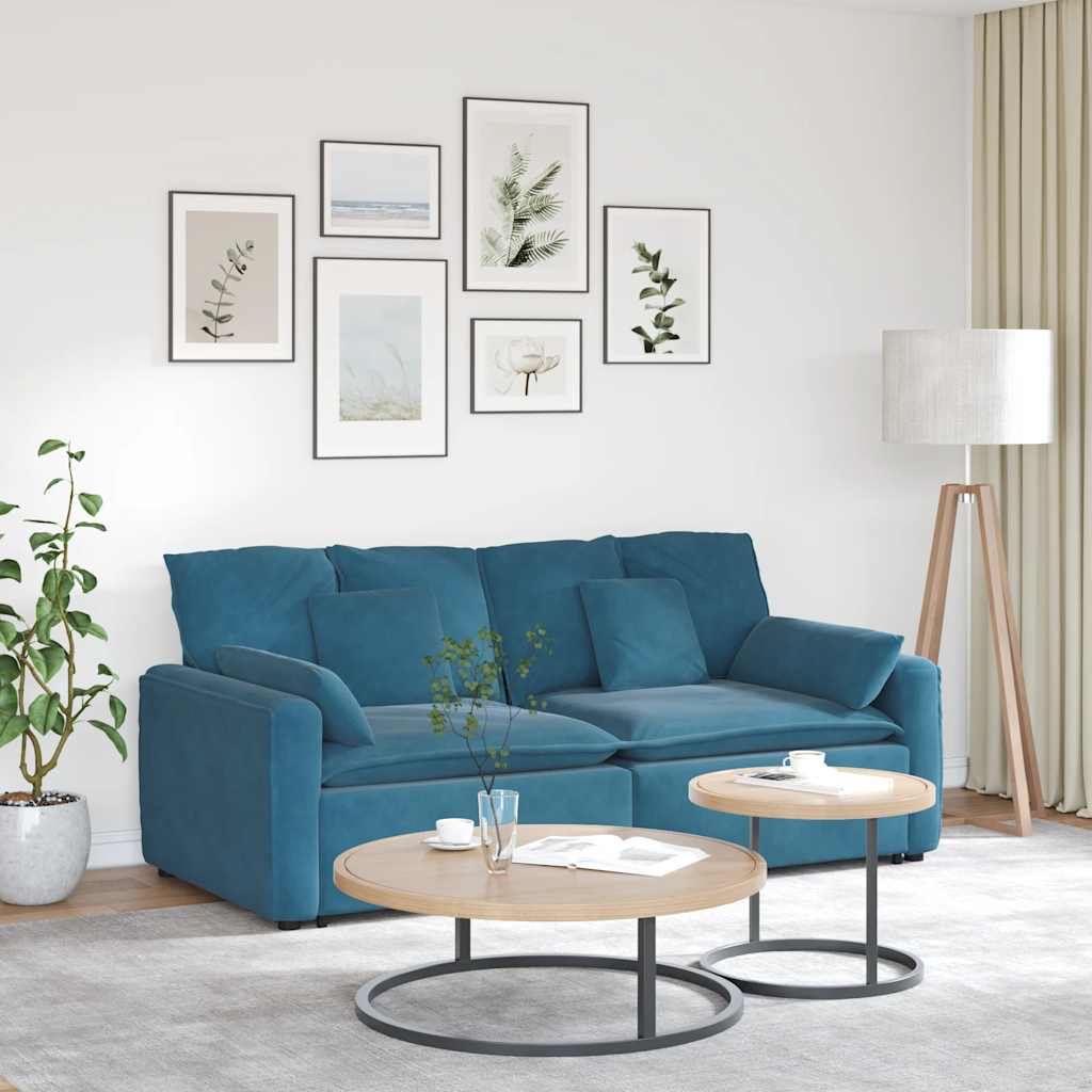 Modulares Sofa mit Kissen Blau