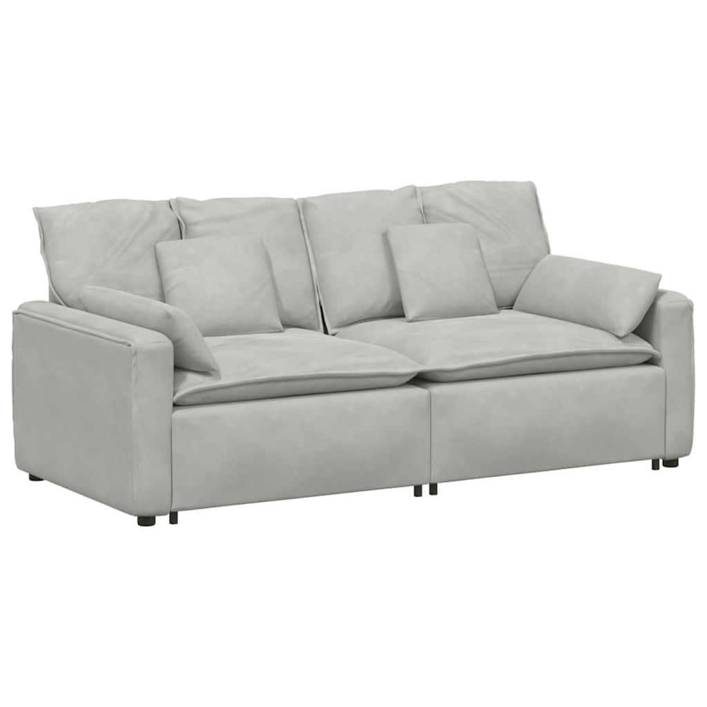 Modulares Sofa mit Kissen Hellgrau