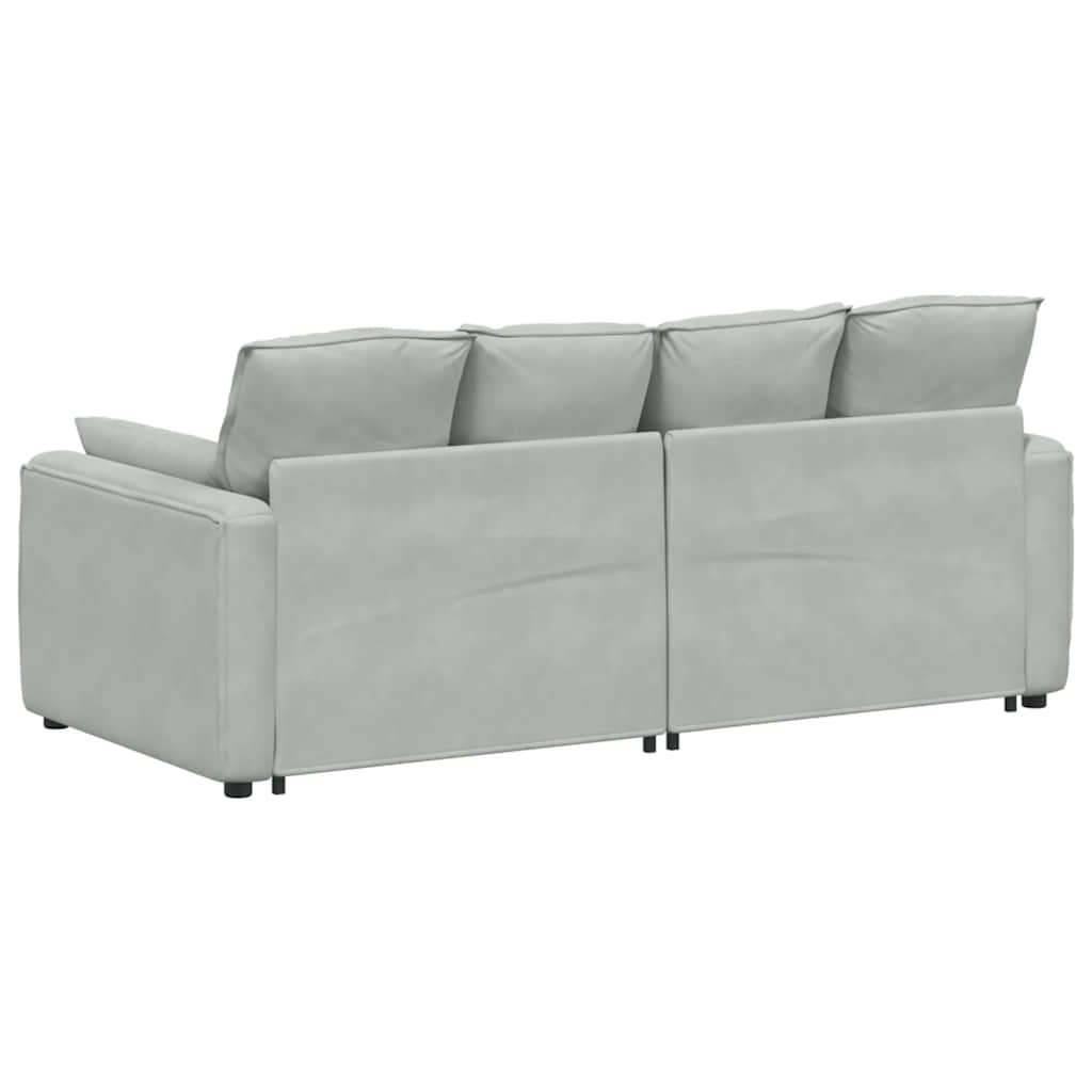Modulares Sofa mit Kissen Hellgrau