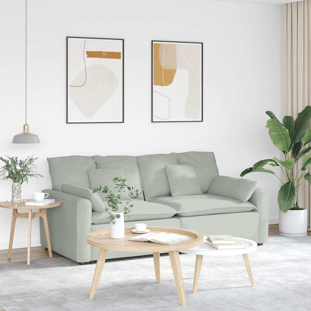 Modulares Sofa mit Kissen Hellgrau