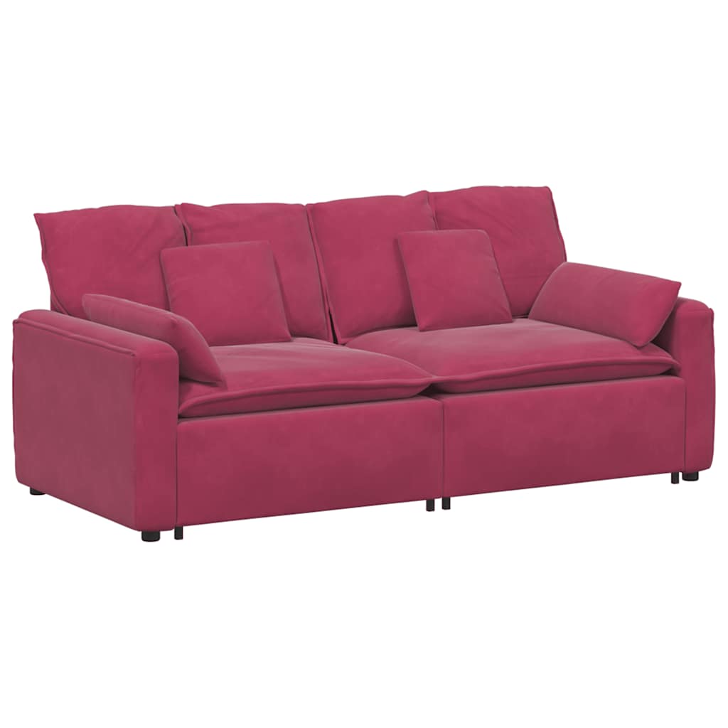 Modulares Sofa mit Kissen Weinrot