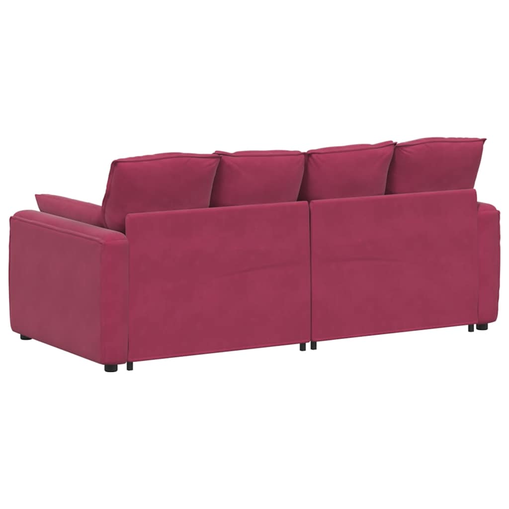 Modulares Sofa mit Kissen Weinrot