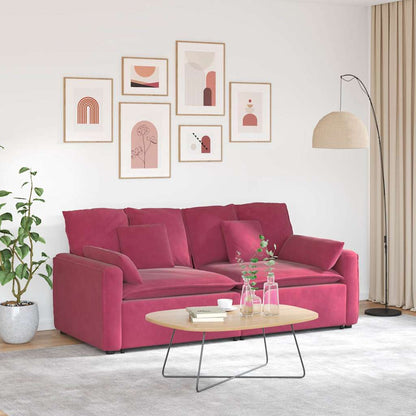 Modulares Sofa mit Kissen Weinrot