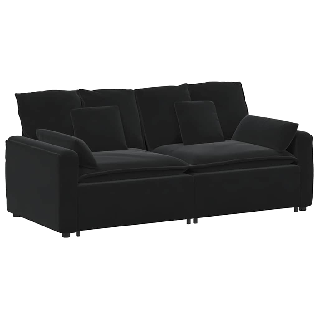 Modulares Sofa mit Kissen Schwarz