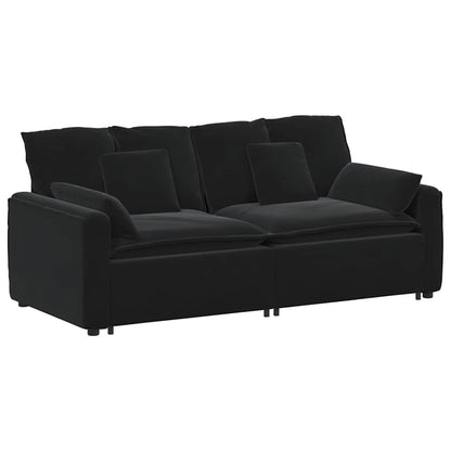 Modulares Sofa mit Kissen Schwarz