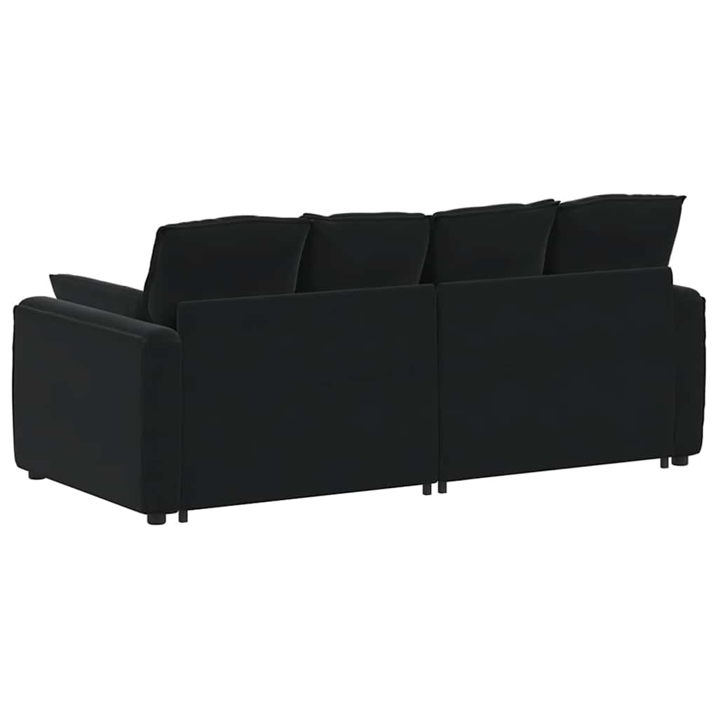 Modulares Sofa mit Kissen Schwarz