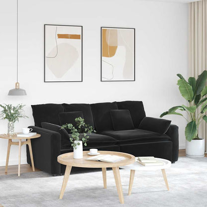 Modulares Sofa mit Kissen Schwarz