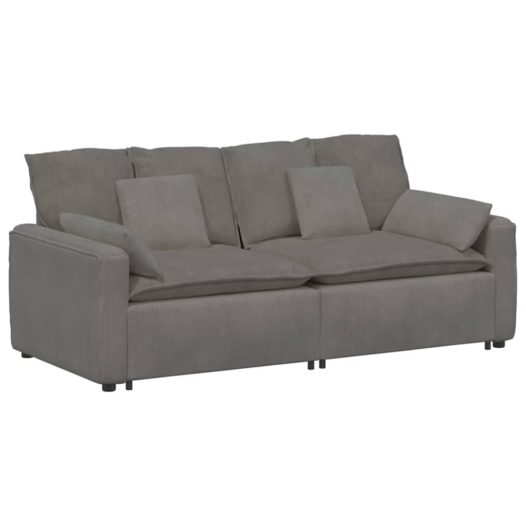 Modulares Sofa mit Kissen Hellgrau