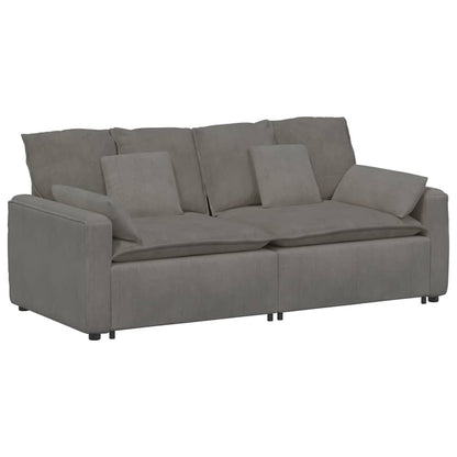 Modulares Sofa mit Kissen Hellgrau