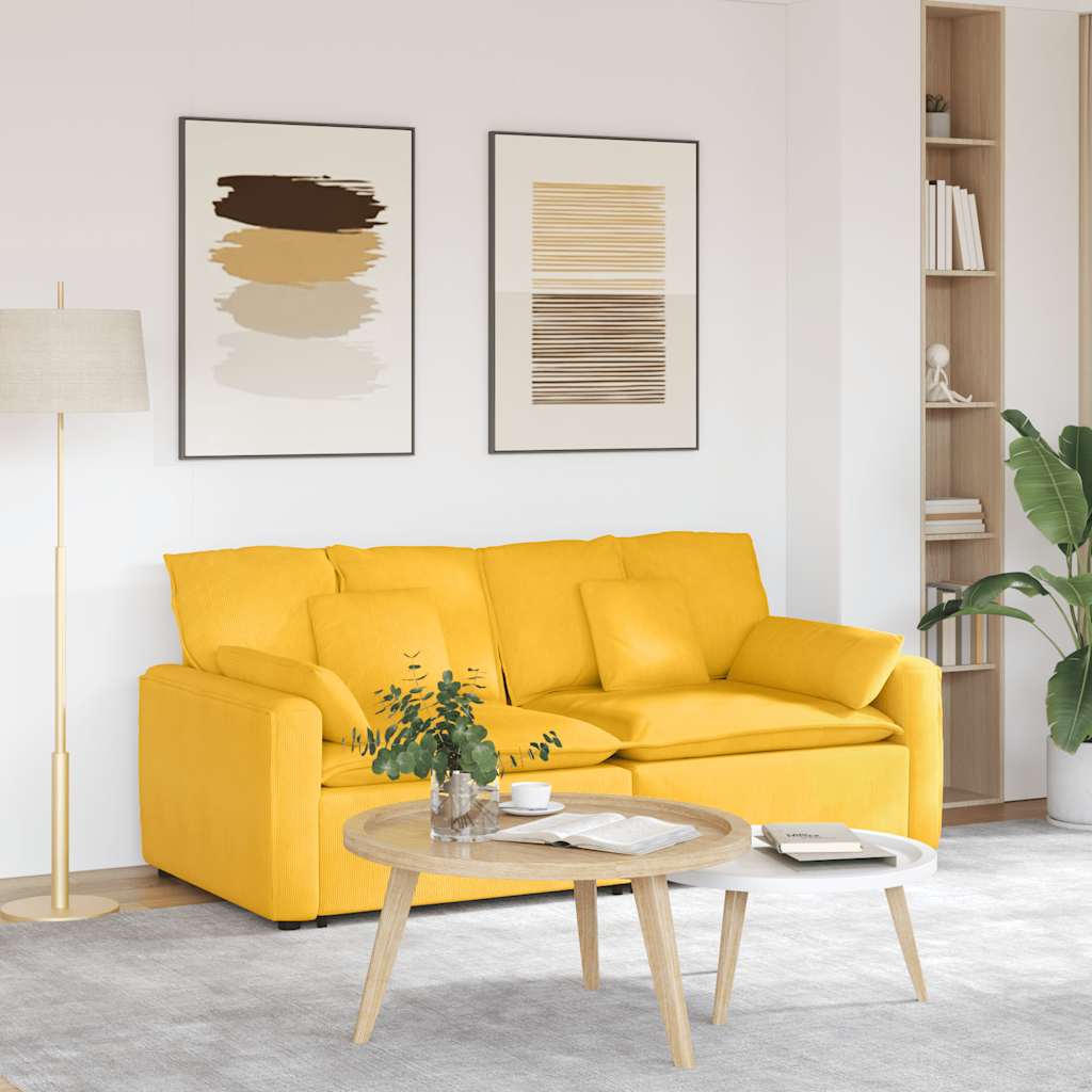 Modulares Sofa mit Kissen Hellgelb